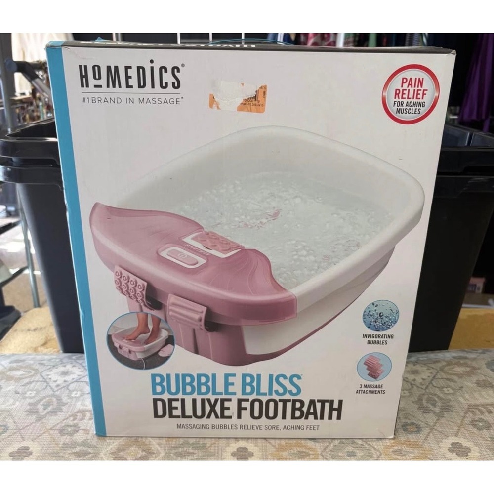 HoMedics Bubble Bliss Deluxe Footbath FB-50 Pink White Foot Spa Massager Bubbles